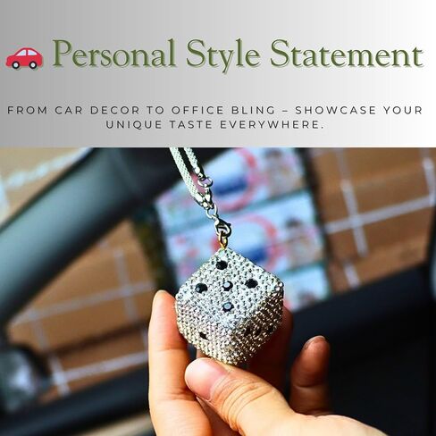 Creative Hanging Dice with Dots Car Rearview Mirror Charm, Bling Car Charm, Rear View Mirror Accessories, Stylish Auto Interior Decor in Saudi Arabia