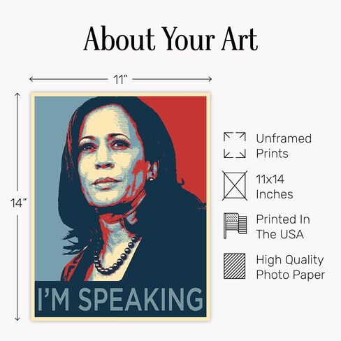 Kamala Harris Poster 8x10 - Inspirational Wall Art - Motivational Decor - Afro African American Women, Girls - Madam Vice President - Classroom Decor - Black Art - Feminist Wall Decor -Patriotic Gifts in Kuwait