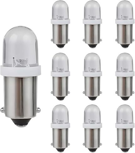 10PCS BA9S LED Car Light Bulbs, BA9 1895 1891 57 53 3893 47830 64111 No Error LED Bulb, 12V 3030-SMD 6000K Super Bright Car Interior Bulb for License Plate, Glove Box, Map Dome Light (White) in Kuwait