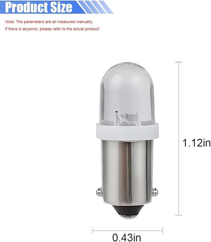 10PCS BA9S LED Car Light Bulbs, BA9 1895 1891 57 53 3893 47830 64111 No Error LED Bulb, 12V 3030-SMD 6000K Super Bright Car Interior Bulb for License Plate, Glove Box, Map Dome Light (White) in Kuwait