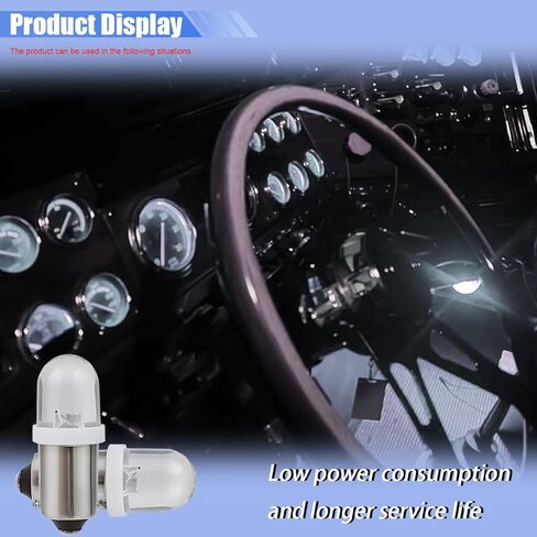 10PCS BA9S LED Car Light Bulbs, BA9 1895 1891 57 53 3893 47830 64111 No Error LED Bulb, 12V 3030-SMD 6000K Super Bright Car Interior Bulb for License Plate, Glove Box, Map Dome Light (White) in Kuwait