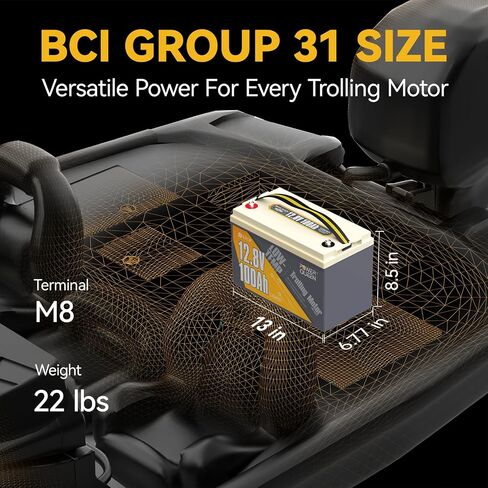 Power Queen 12.8V 100AH بطارية LifePo4 منخفضة الإيقاع مع شاحن 12v20a ، وحماية منخفضة درجة الحرارة ، ومدمج 100A BMS ، وخلية بطارية من الدرجة A ، ما يصل إلى 15000+ دورة ، مثالية للمحرك المتصيد ، البحرية ، RV in Kuwait