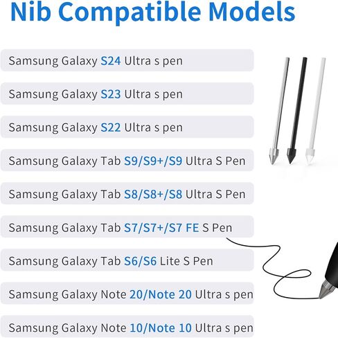10 قطع نصائح/أطراف بديلة لجهاز Samsung Galaxy Tab S9/S9FE+/S9 Ultra، S8/S8+/S8 Ultra، S7/S7+/S7 FE، S6/S6 Lite، Note10/10 Plus/10 Lite، Note 20/S21/S22 /S23/S24 قلم S ألترا in Kuwait