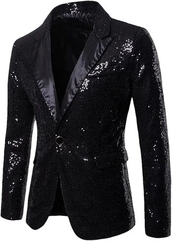 Men Sequin Suit Jacket Solid Bar KTV Stage Dress Male Blazer One Buttons Wedding Coat in Saudi Arabia