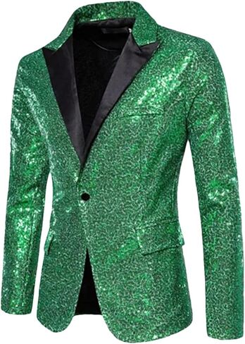 Men Sequin Suit Jacket Solid Bar KTV Stage Dress Male Blazer One Buttons Wedding Coat in Saudi Arabia