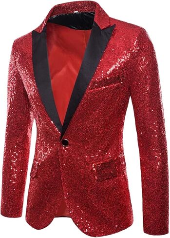 Men Sequin Suit Jacket Solid Bar KTV Stage Dress Male Blazer One Buttons Wedding Coat in Saudi Arabia