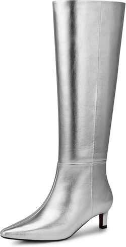 Women's Knee High Boots: 1.96 Inch Kitten Heel Pointed Toe Booties - Wide Calf Tall Boots for Women, 2025 Sexy Fashion Trendy Heel Boot for Work, Night out, Party in Saudi Arabia