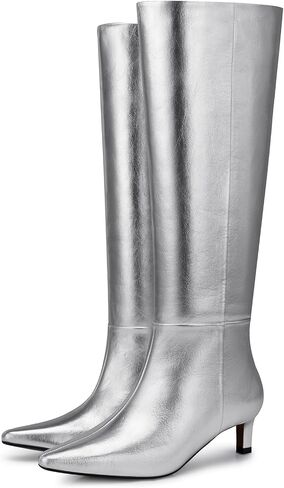 Women's Knee High Boots: 1.96 Inch Kitten Heel Pointed Toe Booties - Wide Calf Tall Boots for Women, 2025 Sexy Fashion Trendy Heel Boot for Work, Night out, Party in Saudi Arabia