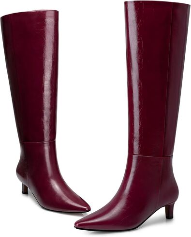 Women's Knee High Boots: 1.96 Inch Kitten Heel Pointed Toe Booties - Wide Calf Tall Boots for Women, 2025 Sexy Fashion Trendy Heel Boot for Work, Night out, Party in Saudi Arabia