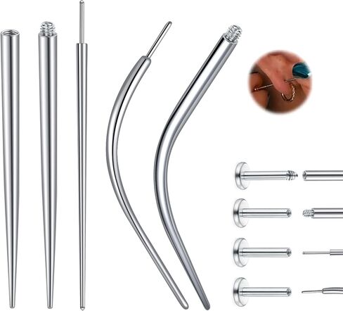 D.Bella 14G/16G/18G/20G Piercing Taper Insertion Tool Stainless Steel Piercing Assistant Tool for Threaded Push In Threadless Labret Tragus Helix Conch Cartilage Earring Lip Nose Piercing in Saudi Arabia