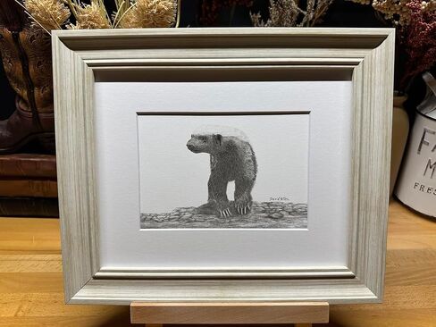 Honey Badger Ratel Graphite Pencil Art Sketch Drawing Print Picture Limited Edition ~ Titled 'Holding Ground' by David Allen (8x10 Brown Frame & Print) in Saudi Arabia