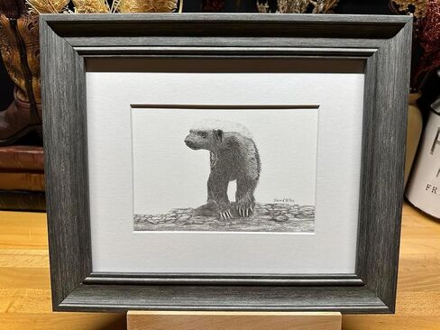 Honey Badger Ratel Graphite Pencil Art Sketch Drawing Print Picture Limited Edition ~ Titled 'Holding Ground' by David Allen (8x10 Brown Frame & Print) in Saudi Arabia