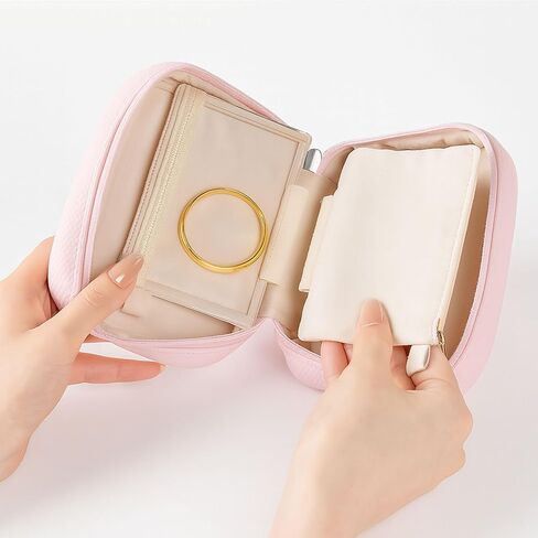 Portable Jewelry Case, Small Travel Jewelry Storage Bag with 6 Velvet Zipper Pockets, Jewerly Organizer Case for Earrings, Rings, Bracelets – Birthday or Graduation Gift for Women Girls in Saudi Arabia