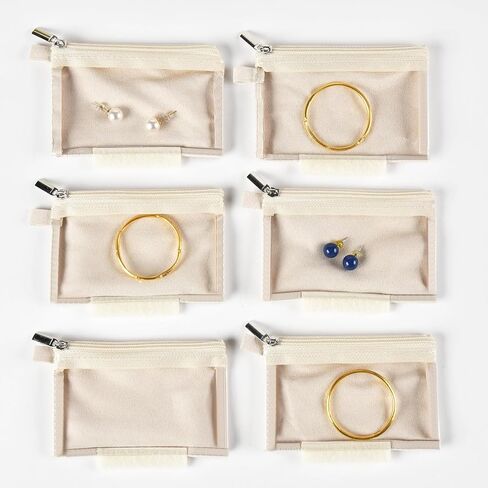 Portable Jewelry Case, Small Travel Jewelry Storage Bag with 6 Velvet Zipper Pockets, Jewerly Organizer Case for Earrings, Rings, Bracelets – Birthday or Graduation Gift for Women Girls in Saudi Arabia