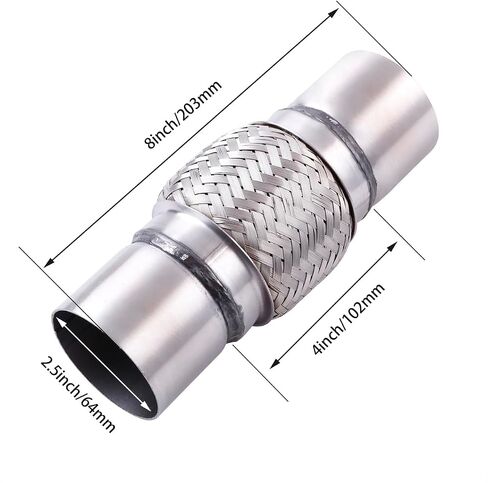 1.7''x 6'' Stainless Steel Flexible Exhaust Pipe Double Braid Heavy Duty Universal Muffler Pipe Replacement Overall Length 10'' for Cars and Trucks in Kuwait