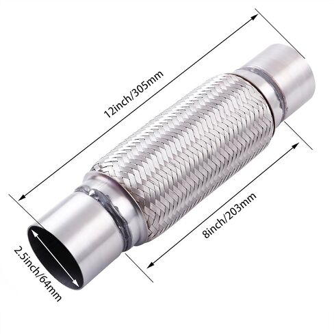 1.7''x 6'' Stainless Steel Flexible Exhaust Pipe Double Braid Heavy Duty Universal Muffler Pipe Replacement Overall Length 10'' for Cars and Trucks in Kuwait