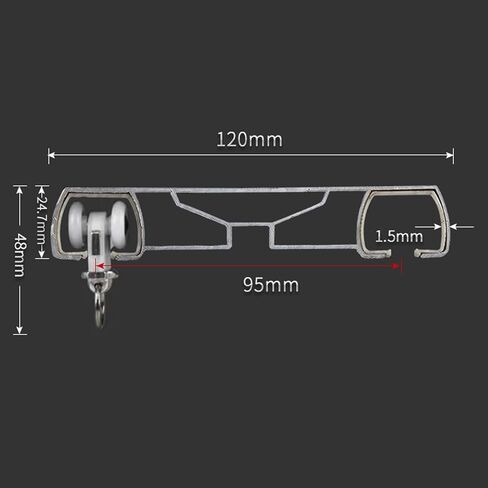مسار مسار الستار المزدوج مثبتة ، مسار الألومنيوم الشاق على الستائر ، نظام سكة حديد مزدوج صامت للستائر للستائر غرفة نوم غرفة المعيشة (B1360 سم/11.8 قدم) in Kuwait