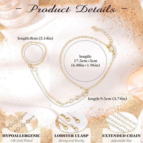 14K Gold Hand Chain Bracelet for Women Trendy Gold Plated Finger Ring Bracelet Adjustable Link Hand Chain Bracelets CZ Bead Link Bracelet Jewelry in Saudi Arabia