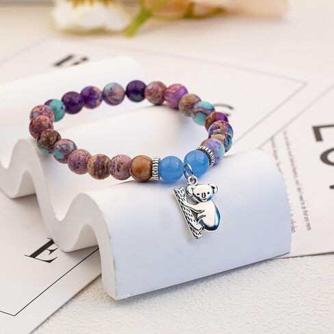 Animal Bracelets Gifts for Women Teens Snail Monkey Wolf Deer Charm Bracelet Nauture Stone Animal Lover Gifts for Birthday Valentine's Day Christmas Back to School Gifts for Daughter in Kuwait