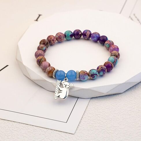 Animal Bracelets Gifts for Women Teens Snail Monkey Wolf Deer Charm Bracelet Nauture Stone Animal Lover Gifts for Birthday Valentine's Day Christmas Back to School Gifts for Daughter in Kuwait