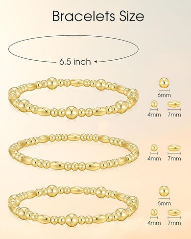 أساور الذهب Howoo للنساء 18K تمتد الأساور المزينة بالخرز سوار الذهب سوار محصورة BEAD BEAD BEAD in Kuwait