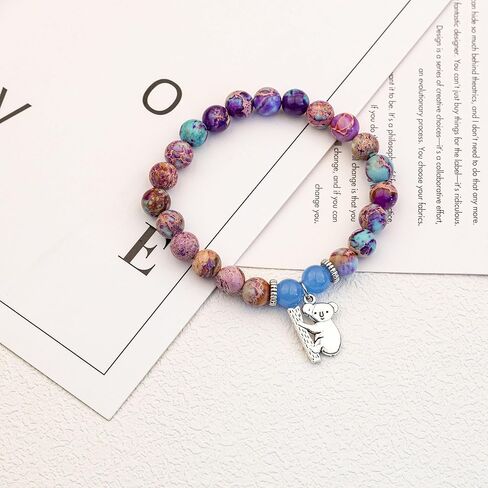 Animal Bracelets Gifts for Women Teens Snail Monkey Wolf Deer Charm Bracelet Nauture Stone Animal Lover Gifts for Birthday Valentine's Day Christmas Back to School Gifts for Daughter in Kuwait