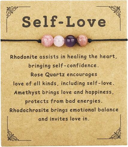 ALEXTINA Anxiety Relief Bracelet for Women Natural Stone Adjustable Cord Bracelet with Rose Quartz Amethyst Tiger Eye Black Tourmaline Calming Healing Crystals in Saudi Arabia