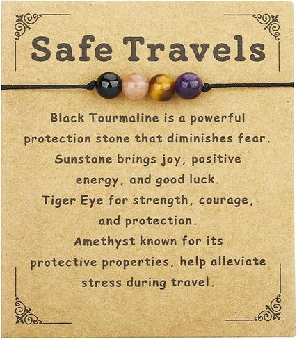ALEXTINA Anxiety Relief Bracelet for Women Natural Stone Adjustable Cord Bracelet with Rose Quartz Amethyst Tiger Eye Black Tourmaline Calming Healing Crystals in Saudi Arabia