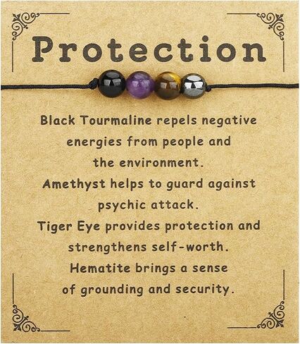 ALEXTINA Anxiety Relief Bracelet for Women Natural Stone Adjustable Cord Bracelet with Rose Quartz Amethyst Tiger Eye Black Tourmaline Calming Healing Crystals in Saudi Arabia