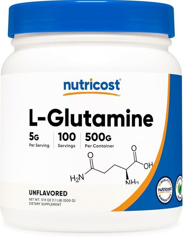 Nutricost L-Glutamine Powder (500 Grams) Unflavored - Gluten Free & Non-GMO, 100 Servings in Kuwait