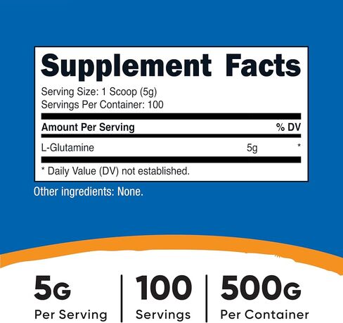 Nutricost L-Glutamine Powder (500 Grams) Unflavored - Gluten Free & Non-GMO, 100 Servings in Kuwait