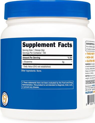Nutricost L-Glutamine Powder (500 Grams) Unflavored - Gluten Free & Non-GMO, 100 Servings in Kuwait