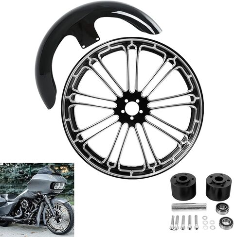 TCMT 23" Front Wheel Rim Dual Disc Flange Wheel Hub Front Fender Fit For Harley Touring Non-ABS/ABS Models Road King Electra Street Road Glide Ultra Limited 1997-2013 in Kuwait