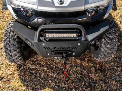 SuperATV Winch-Ready Front Bumper for 2016+ Can-Am Defender HD 5-10 & MAX, 4,500-12,000 lb. Winch Compatible, Heavy Duty Steel Construction, See Fitment, USA Made in Saudi Arabia