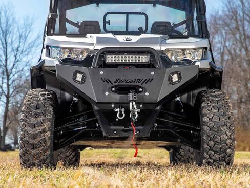 SuperATV Winch-Ready Front Bumper for 2016+ Can-Am Defender HD 5-10 & MAX, 4,500-12,000 lb. Winch Compatible, Heavy Duty Steel Construction, See Fitment, USA Made in Saudi Arabia
