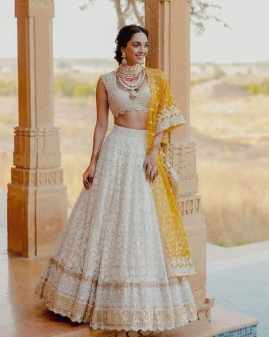 TRENDMALLS Georgette Embroidery Sequence Work Wedding Bridal Lehenga Choli with Dupatta Ready to wear in Kuwait