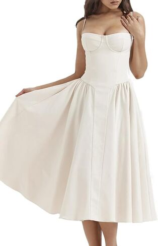 شينفي المرأة الصيفية الصيفية مشد ميدي فستان السباغيتي حزام تمثال نصفي A-line sundress فستان عطلة كوكتيل رسمية in Kuwait