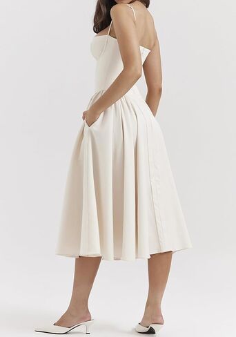 شينفي المرأة الصيفية الصيفية مشد ميدي فستان السباغيتي حزام تمثال نصفي A-line sundress فستان عطلة كوكتيل رسمية in Kuwait