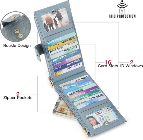 Slim Women Wallet Bifold Ladies Long Purse Travel Credit Card Holder with Coin Zipper Pocket in Kuwait