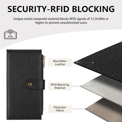 Slim Women Wallet Bifold Ladies Long Purse Travel Credit Card Holder with Coin Zipper Pocket in Kuwait