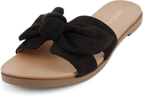 Soda Writer ~ Women Round Toe H-Band Bow Slide Sandals in Saudi Arabia