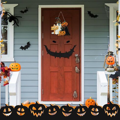 Barydat Halloween Welcome Door Sign Skeleton Pumpkin Front Door Wreath Decor Rustic Hanging Wooden Wreath Car Outdoor Signs for Halloween Party Supplies (Witch) in Saudi Arabia