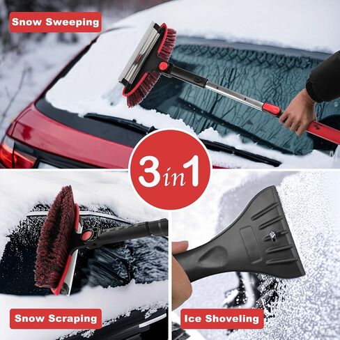 CARCAREZ 39" Extendable Car Snow Brush and Ice Scraper, Windshield Window Ice Snow Removal Snow Broom with Foam Grip 180° Pivoting Brush Head Snow Scraper for Car Auto Truck SUV in Kuwait