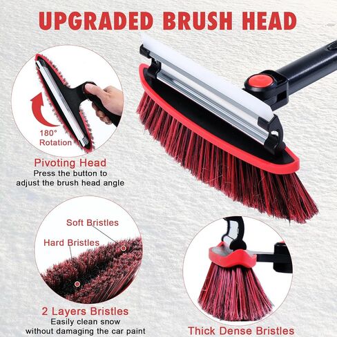 CARCAREZ 39" Extendable Car Snow Brush and Ice Scraper, Windshield Window Ice Snow Removal Snow Broom with Foam Grip 180° Pivoting Brush Head Snow Scraper for Car Auto Truck SUV in Kuwait