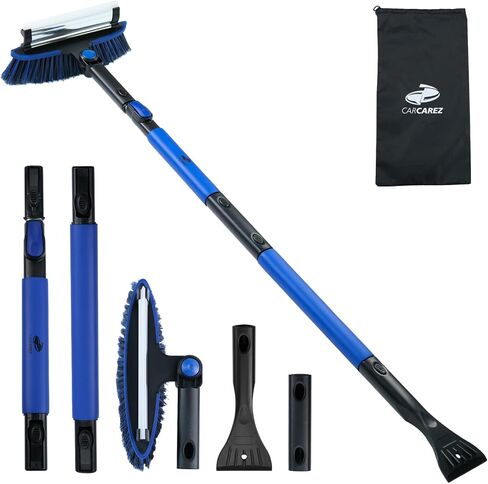 CARCAREZ 39" Extendable Car Snow Brush and Ice Scraper, Windshield Window Ice Snow Removal Snow Broom with Foam Grip 180° Pivoting Brush Head Snow Scraper for Car Auto Truck SUV in Kuwait