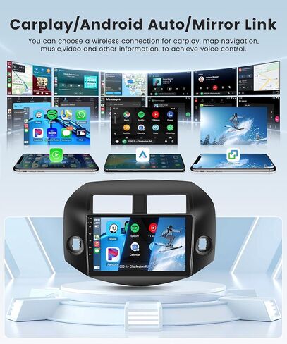 2G 64G for Toyota RAV4 2007-2011 Android Car Stereo Radio CarPlay Android Auto, Rimoody 9 Inch Touch Screen Support Mirror Link Bluetooth FM/RDS GPS WiFi SWC Backup Camera in Saudi Arabia