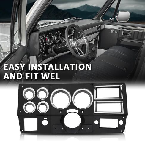 Dash Bezel Compatible with 1984 1985 1986 1987 Chevy GMC Truck with Air Conditioning (without Wiper Switch Hole) W/Lower Column Cover 14057869 in Saudi Arabia