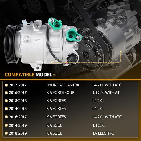 97701A5800 مكيف الهواء AC ضاغط مع القابض متوافق مع Hyundai Elantra ، Elantra Coupe GT & KIA Forte5 Forte Koup Soul EV in Kuwait
