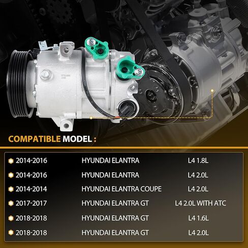 97701A5800 مكيف الهواء AC ضاغط مع القابض متوافق مع Hyundai Elantra ، Elantra Coupe GT & KIA Forte5 Forte Koup Soul EV in Kuwait