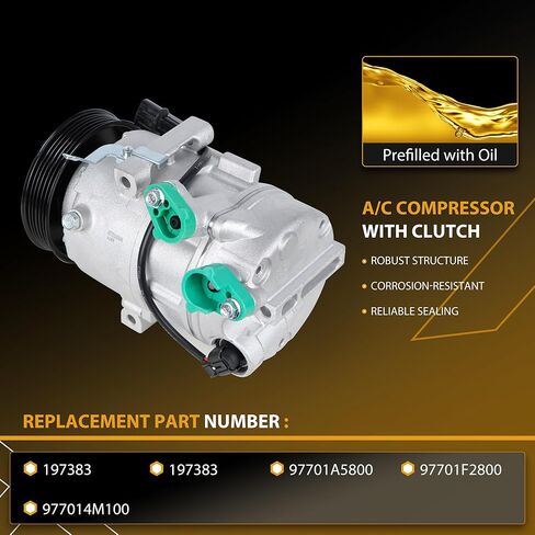 97701A5800 مكيف الهواء AC ضاغط مع القابض متوافق مع Hyundai Elantra ، Elantra Coupe GT & KIA Forte5 Forte Koup Soul EV in Kuwait